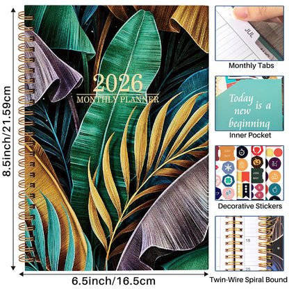 Tree Leaves Design 2026 Weekly / Monthly Planner - A5 Agenda with Stickers