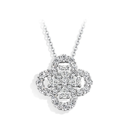 Clover Moissanite White Gold Necklace