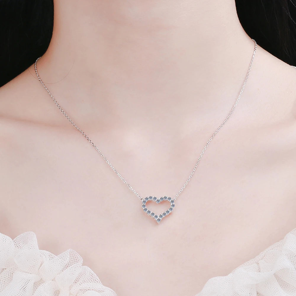 Heart Shape Moissanite Pendant Necklace - Valentine's Gift For Her