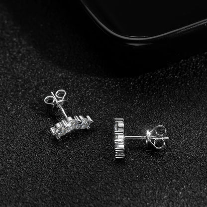 3-Stone Moissanite Stud Earrings – 18K Gold Plated, Gift for Her