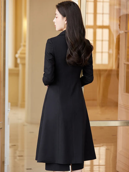 Women's Long Blazer and Pencil Skirt Formal Suit