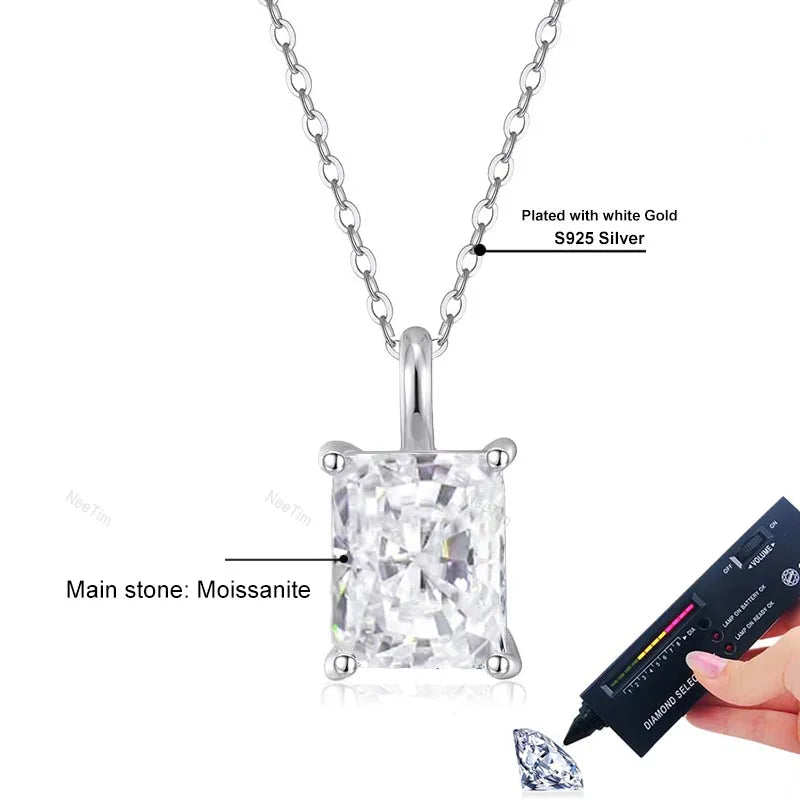 Radiant Cut Moissanite Gold Plated Necklace