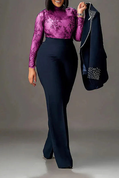 Women’s Pearl-Embellished Single-Button Suit