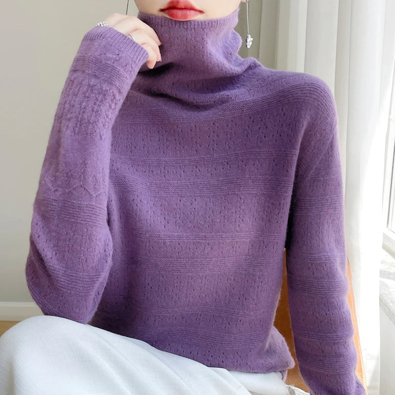 100% Merino Wool Warm Turtleneck Sweater