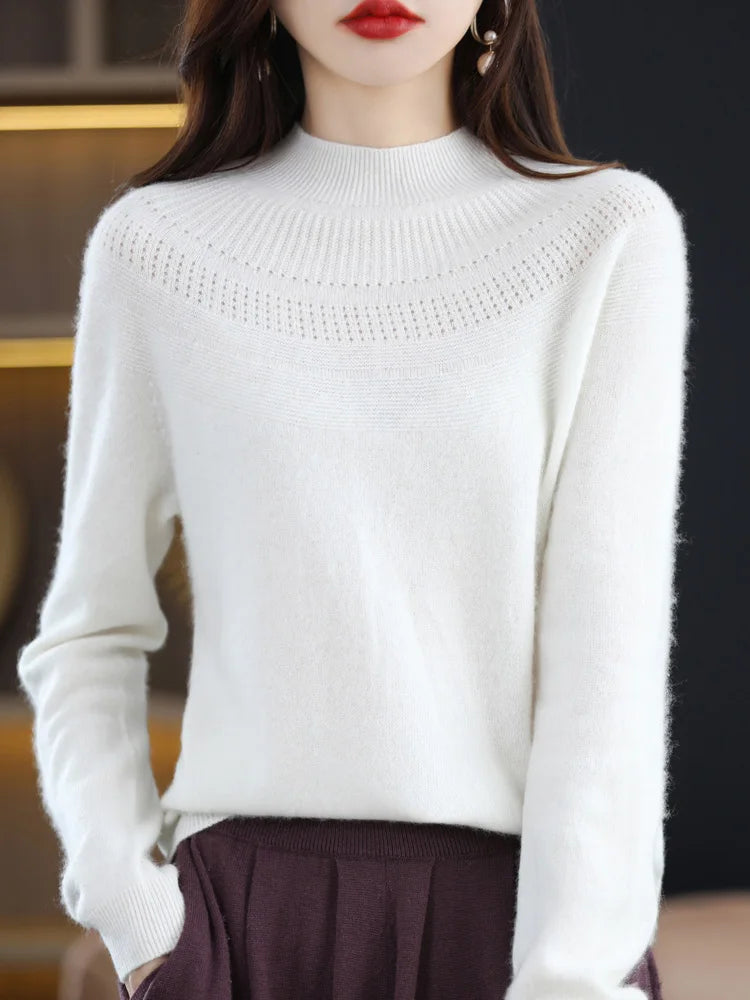 100% Merino Wool High Neckline Sweater