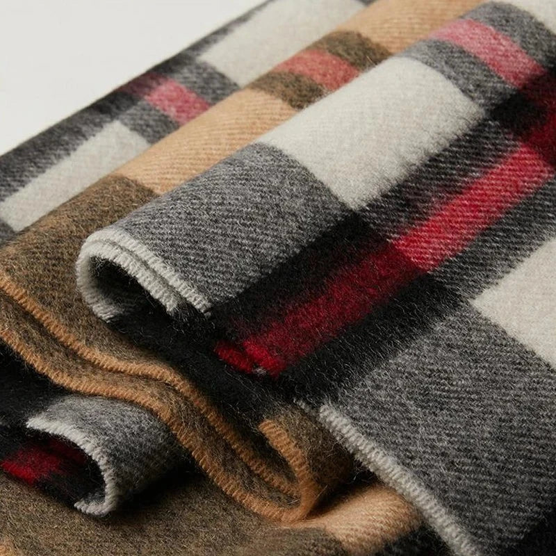 Men's 100% Pure Cashmere Plaid Scarf 180*30 CM