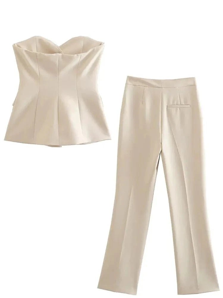 Strapless Blazer and Trousers Suit