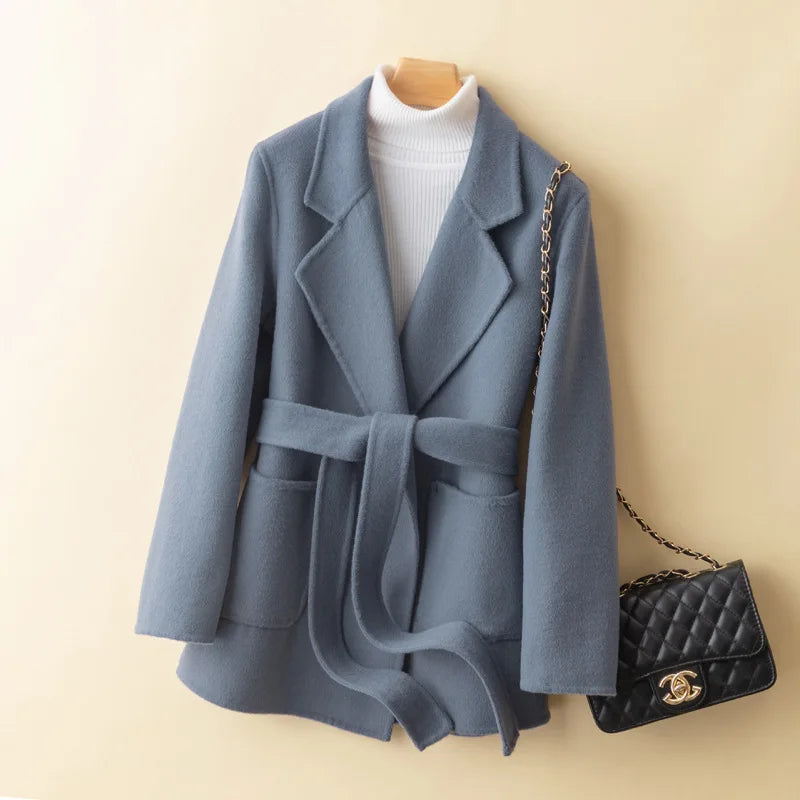Women’s 100% Pure Wool Belted Winter Coat