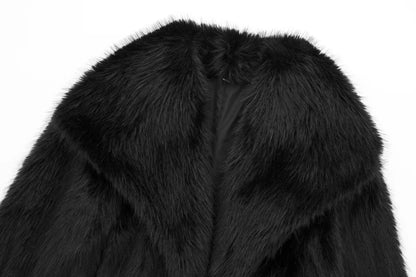 Women's Loose Fur Coat - Medium Length Oversize Fur Coat