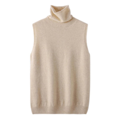 100% Merino Wool Sleeveless Turtleneck Basic Sweater