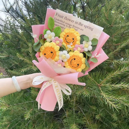 Handmade Crochet Knitted Flowers Bouquet - Valentine's Day Gift For Her