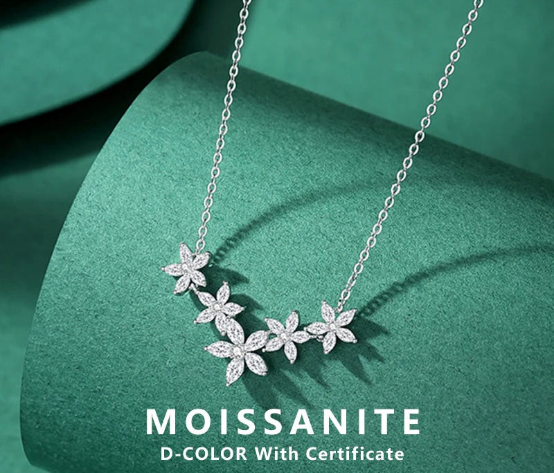 Flowers Design Moissanite Necklace