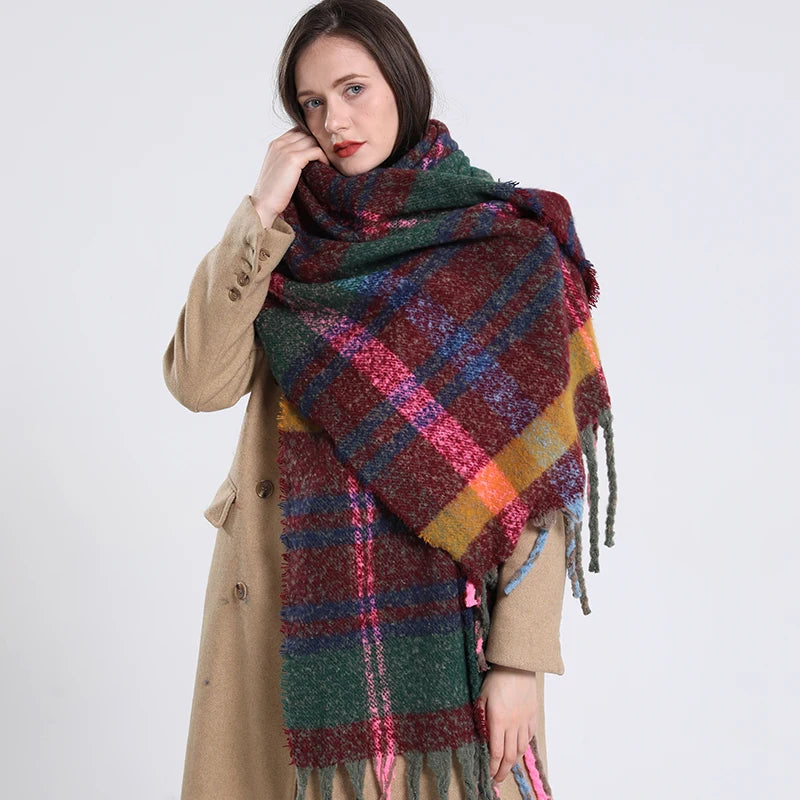 Plaid Cashmere 240*55 CM Long Thick Scarf