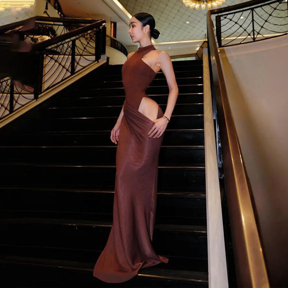 Sleeveless Cut-Out Floor-Length Dress