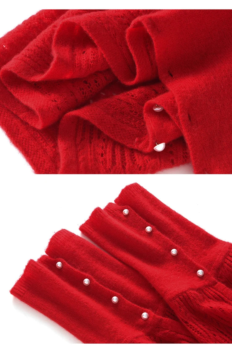 100% Pure Cashmere Knitted Shawl Cape