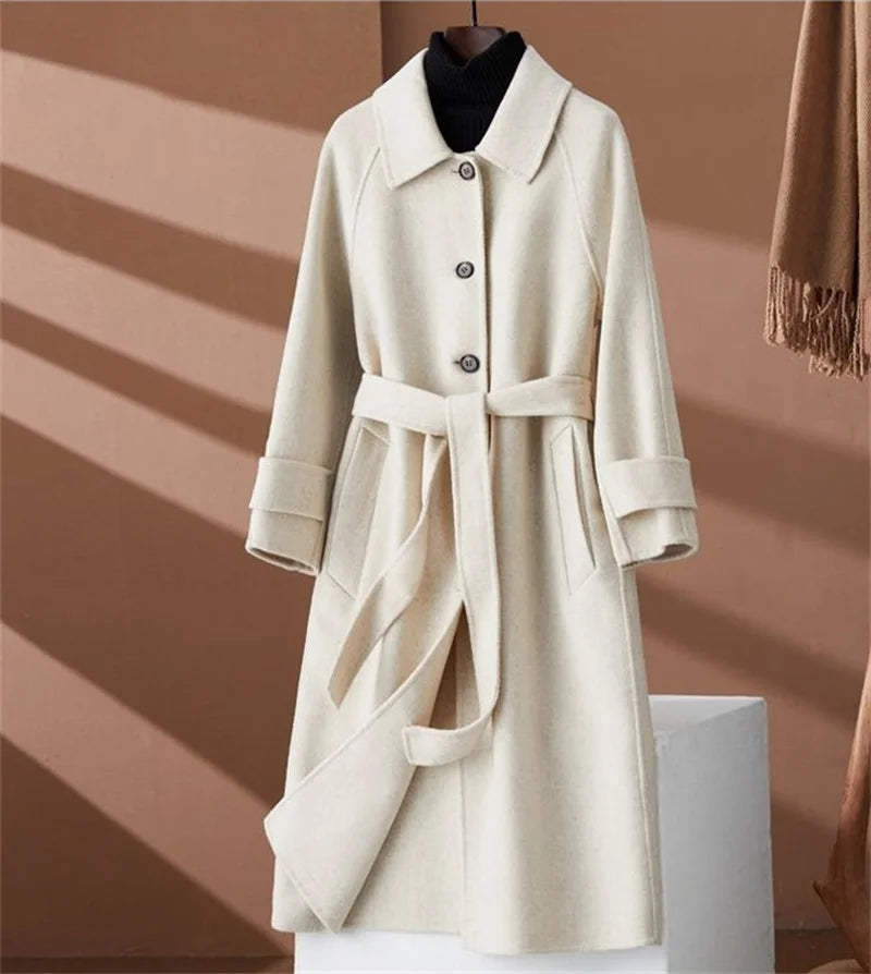 Women's 100% Wool Long Overcoat