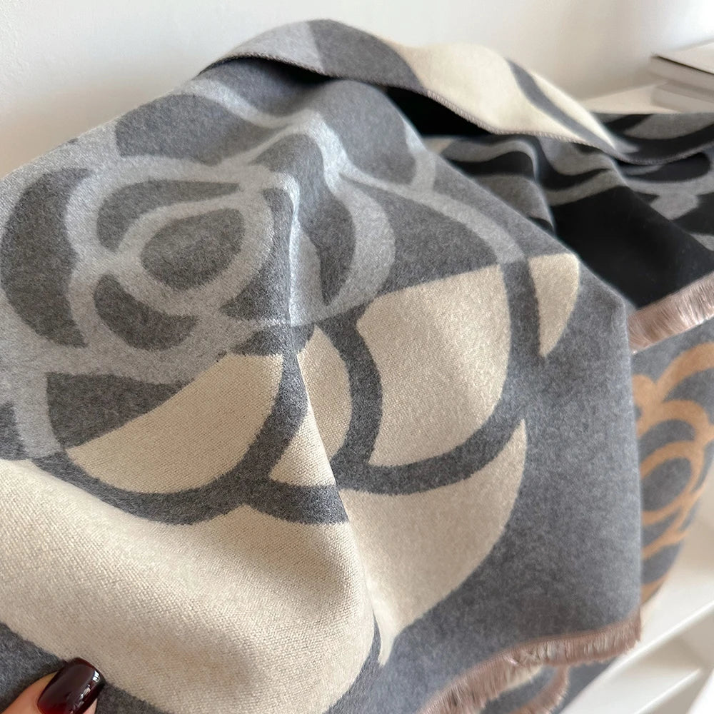 Floral Double-sided Cashmere Pashmina Scarf