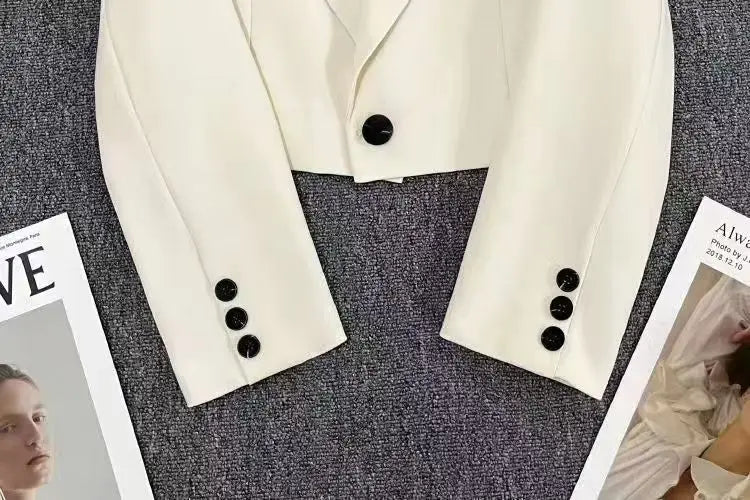 Cropped Single Button Blazer For Women