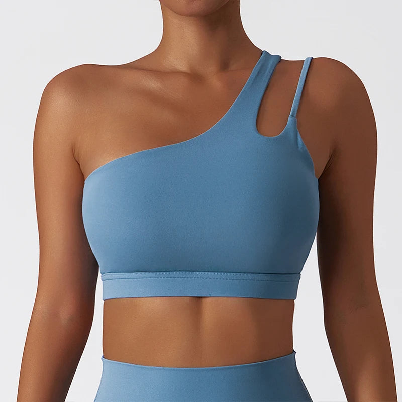 One Shoulder Cut-out Details Workout Top