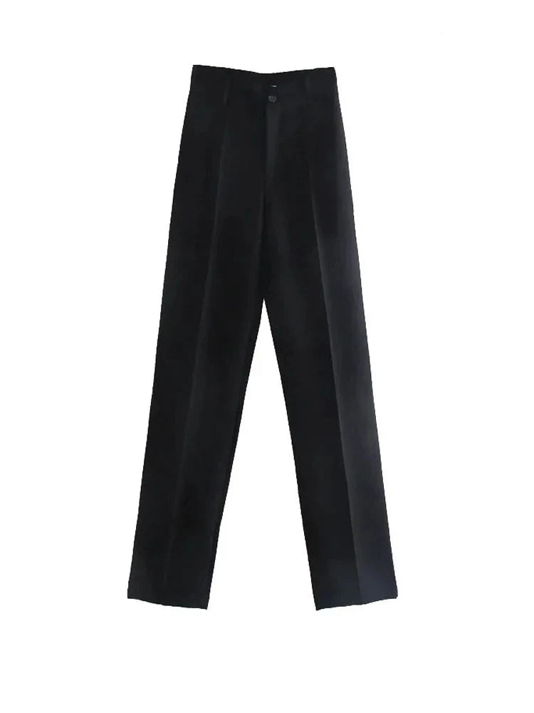 High Waist Straight Leg Tailored Trousers