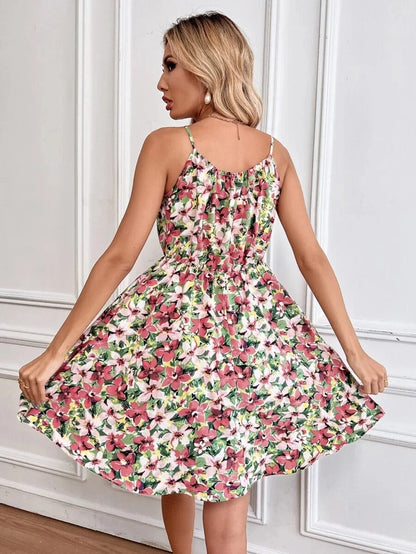 Spaghetti Straps A-Line Casual Floral Dress