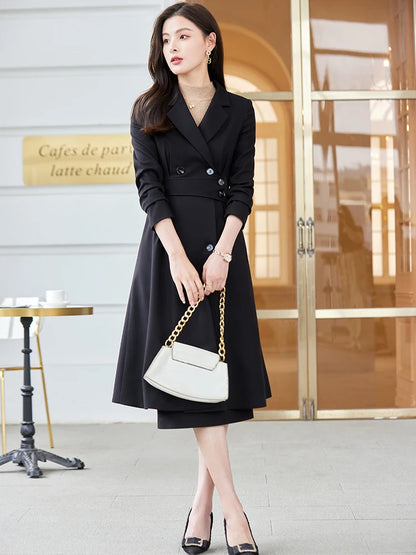 Women's Long Blazer and Pencil Skirt Formal Suit