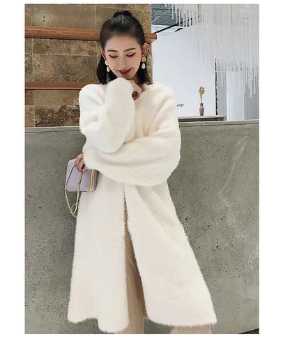 Long Fluffy Knitted Cardigan