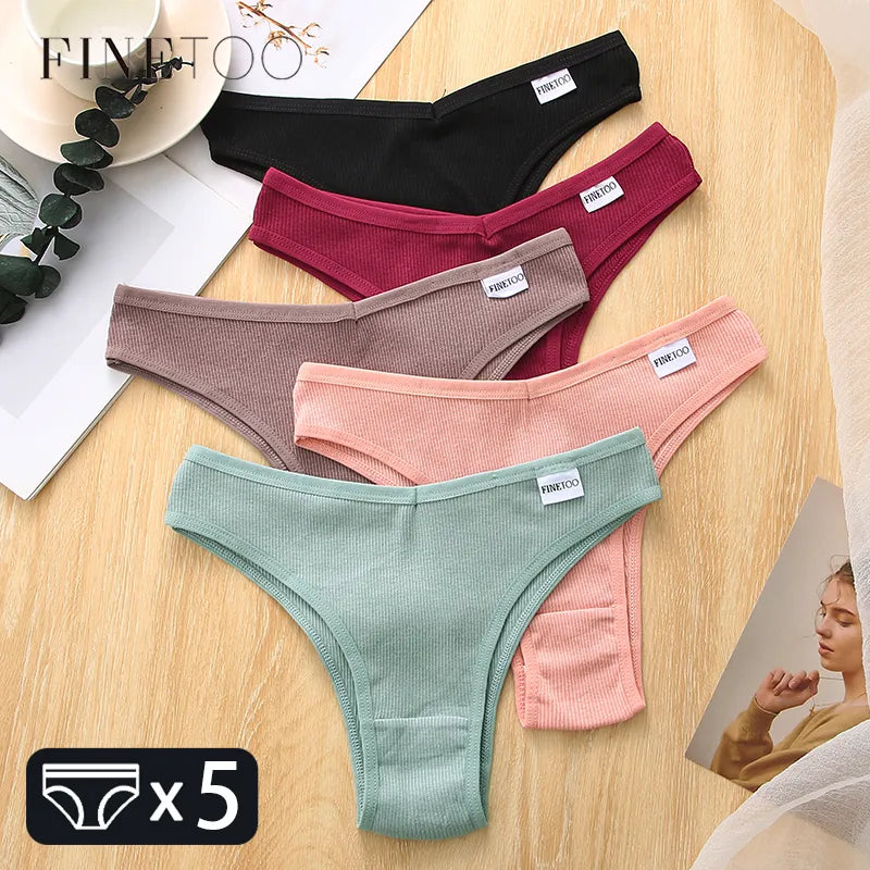 Seamless Antibacterial Cotton 5Pcs Set Low Waist Panties