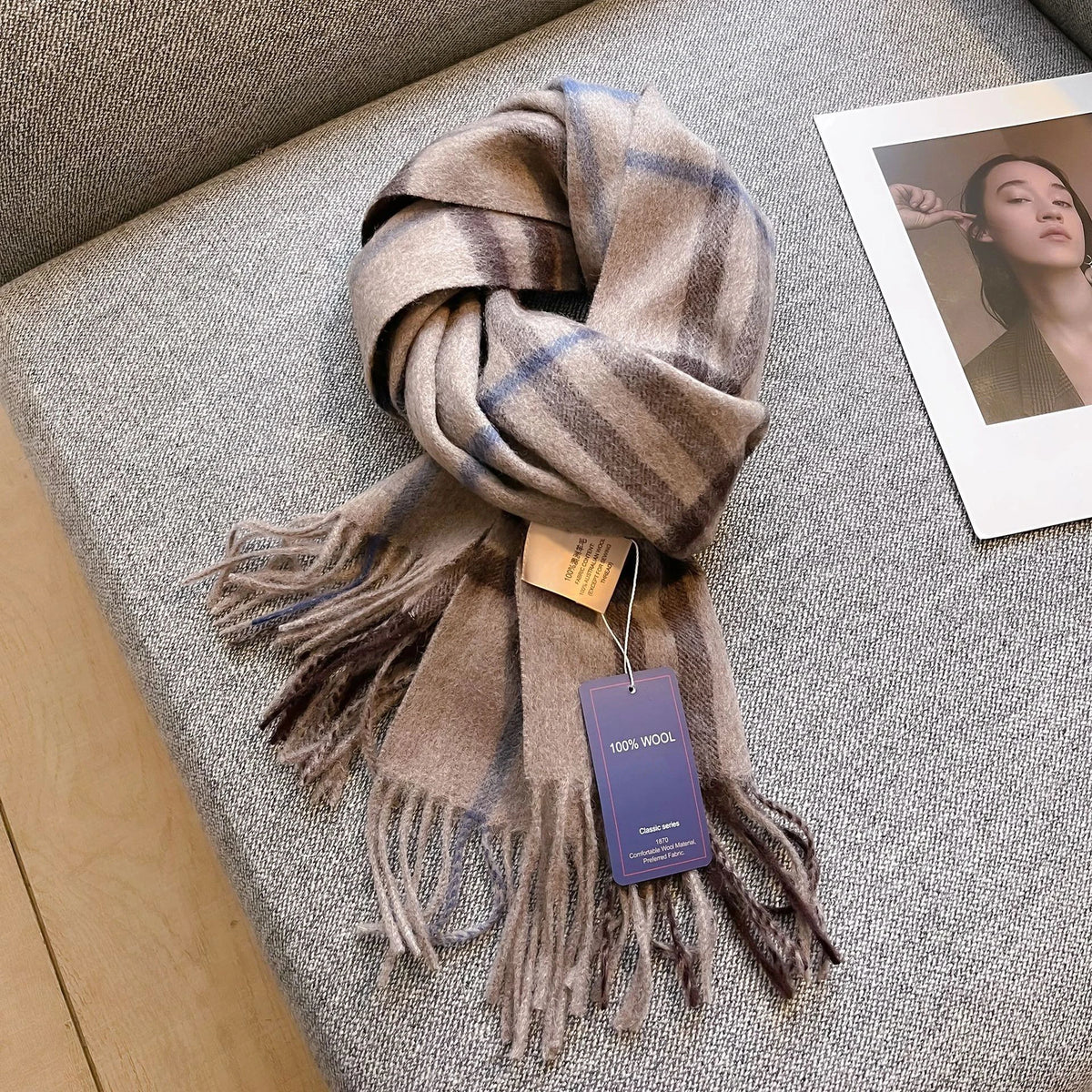 100% Wool Plaid Scarf - Christmas Gift for Men and Women