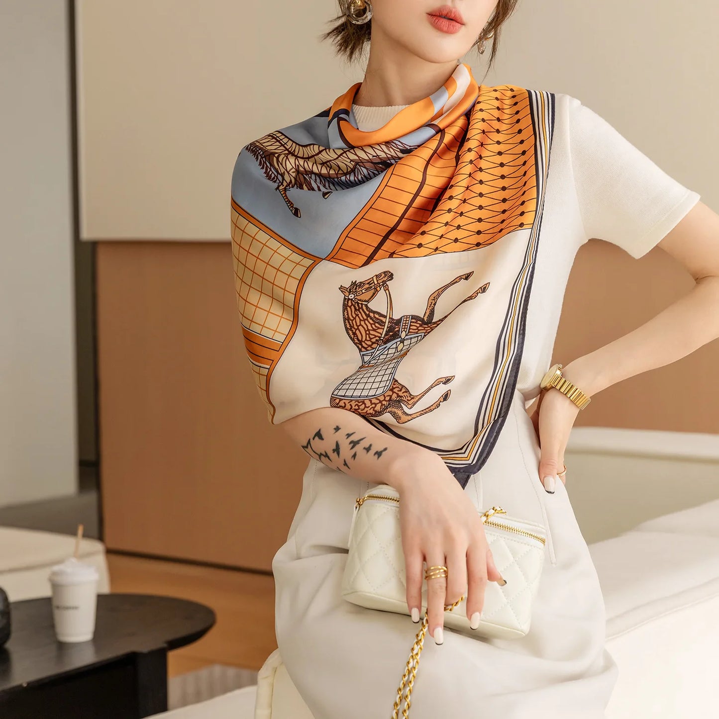 Silk Feel 110*110 CM Luxury Design Scarf