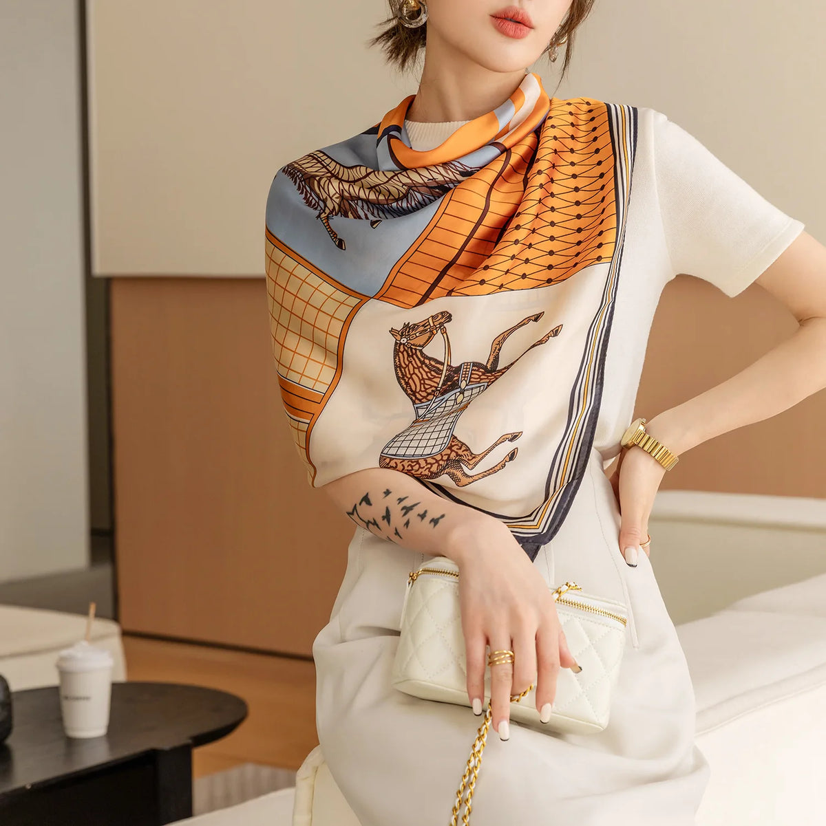 Silk Feel 110*110 CM Luxury Design Scarf