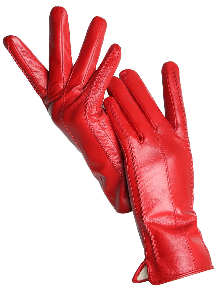 Women's Genuine Leather Touchscreen Lined Gloves