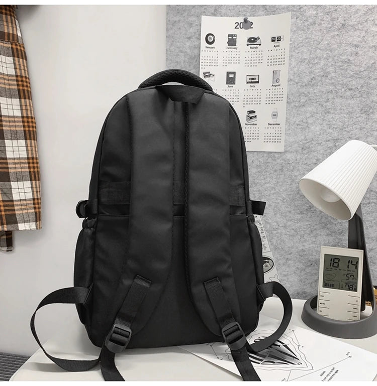 Solid Color Schoolbag Large Capacity School Backpack