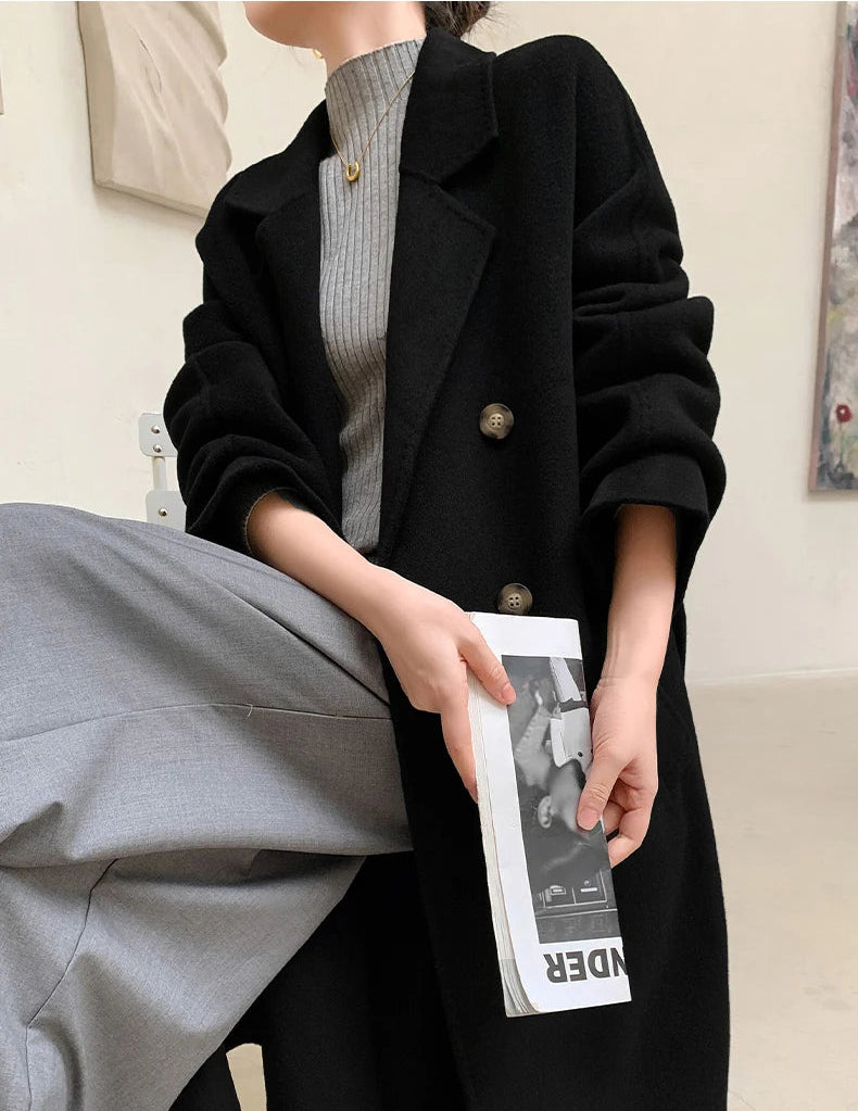 Women’s 100% Cashmere Thick Long Winter Coat