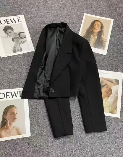Cropped Single Button Blazer For Women