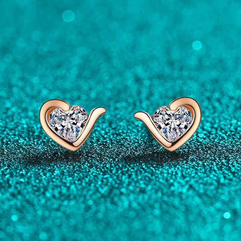 Heart Moissanite Stud Earrings - Teenage Girl Gift