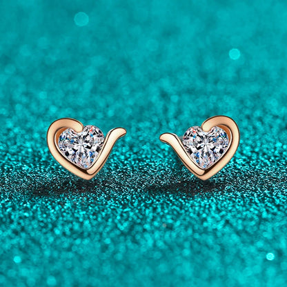 Heart Moissanite Stud Earrings - Teenage Girl Gift