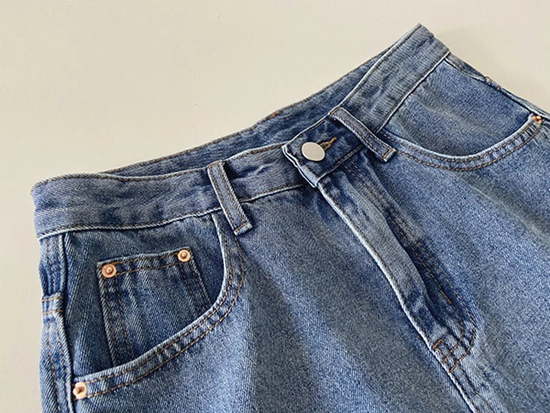 High Waist Wide Leg Denim Shorts