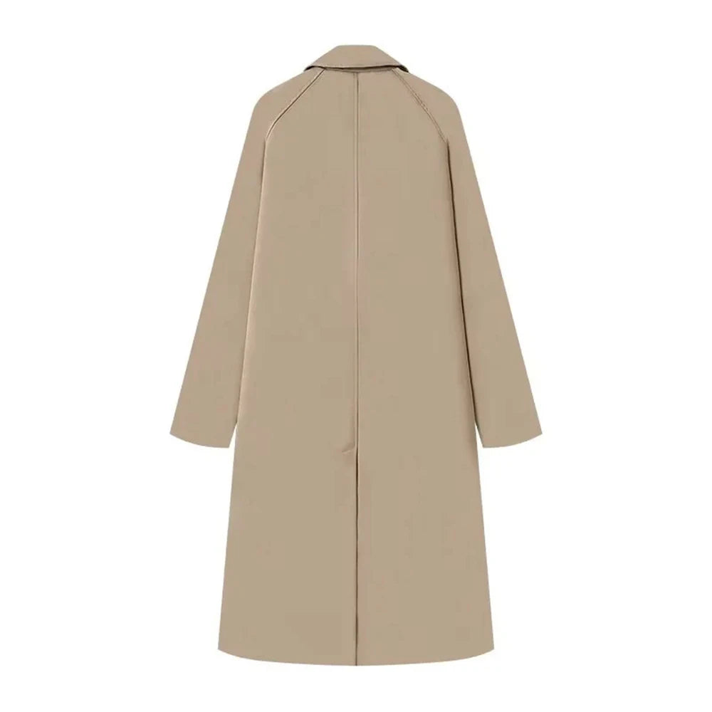 Single-Breasted Plaid Details Trench Coat