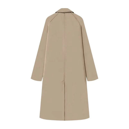 Single-Breasted Plaid Details Trench Coat
