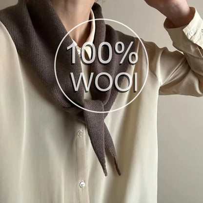 100% Wool Triangular Neck Scarf - Kinnted Scarf