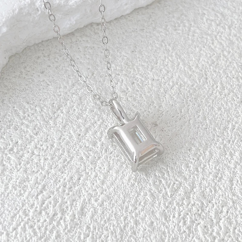 Emerald Cut Moissanite 18K Gold Plated Necklace - Christmas Gift