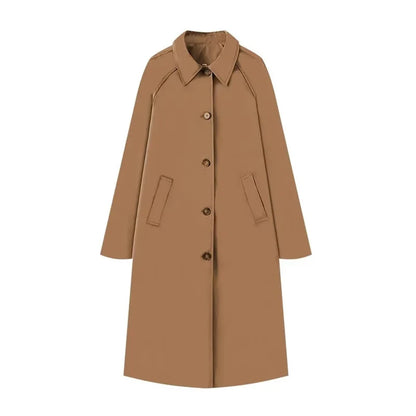 Single-Breasted Plaid Details Trench Coat