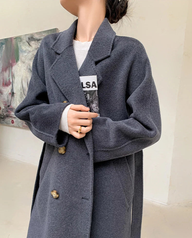 Women’s 100% Cashmere Thick Long Winter Coat