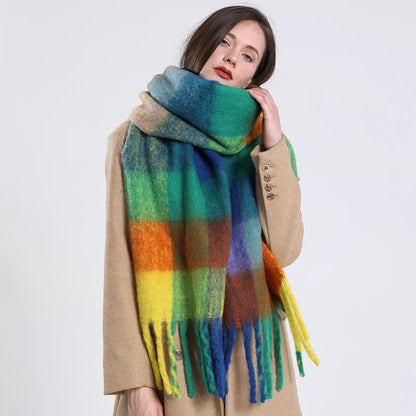 Plaid Cashmere 240*55 CM Long Thick Scarf