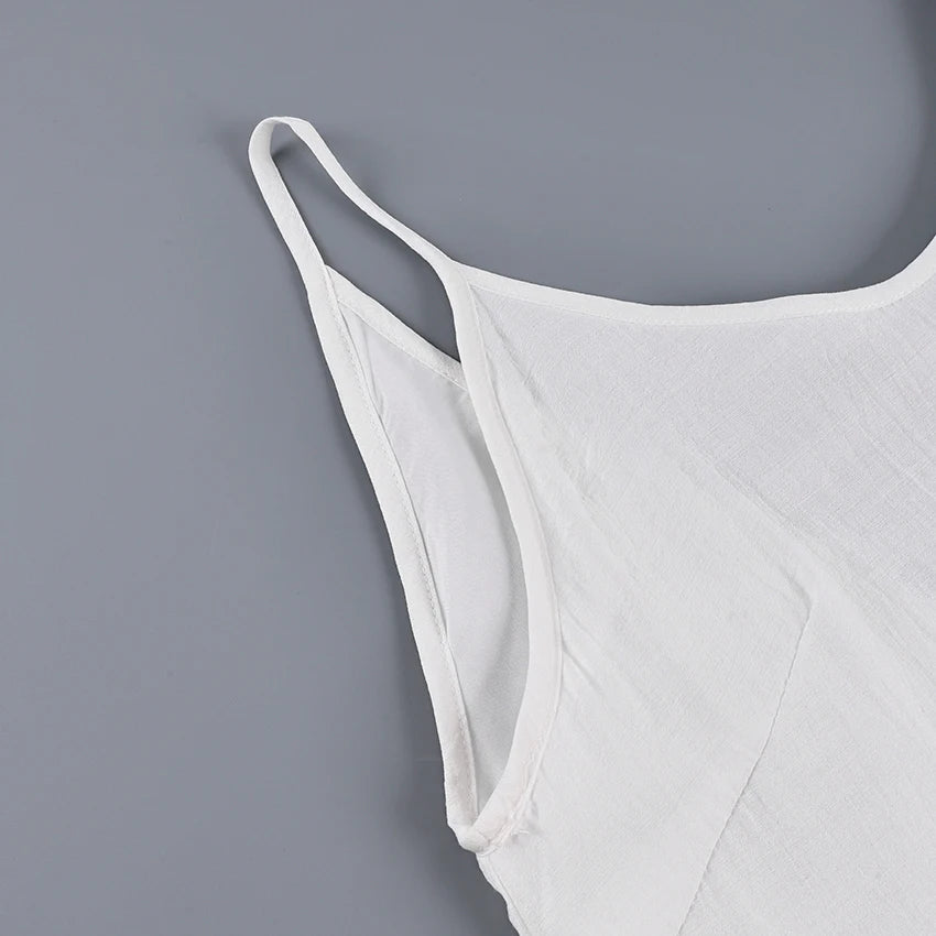 Lined Casual Long Back Deep V Dress