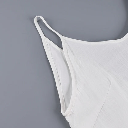 Lined Casual Long Back Deep V Dress