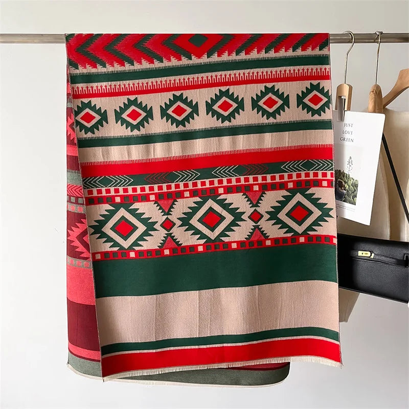 Geometric Print Cashmere Pashmina Scarf
