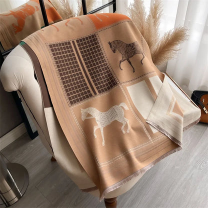 Luxury Cashmere Horse Print Scarf Horse Print Pashmina Scarf