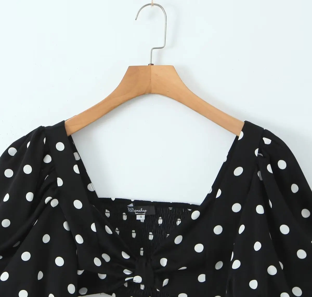 Polka Dots Cropped Top and Side Slits High Waist Skirt Set